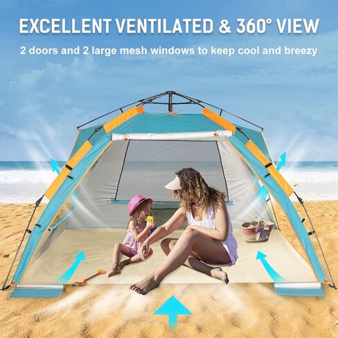 خيمة منبثقة للشاطئ، مأوى للشمس، خيم فورية محمولة لتظليل الشمس - 2 و4 أشخاص - مضادة للأشعة فوق البنفسجية - مقاومة للماء - مقاومة للماء، من زوماك in Kuwait
