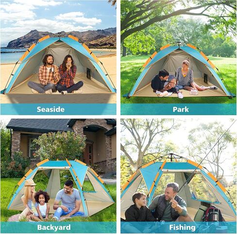 خيمة منبثقة للشاطئ، مأوى للشمس، خيم فورية محمولة لتظليل الشمس - 2 و4 أشخاص - مضادة للأشعة فوق البنفسجية - مقاومة للماء - مقاومة للماء، من زوماك in Kuwait