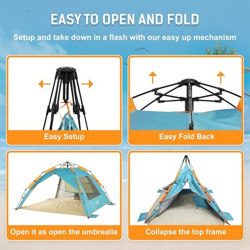 خيمة منبثقة للشاطئ، مأوى للشمس، خيم فورية محمولة لتظليل الشمس - 2 و4 أشخاص - مضادة للأشعة فوق البنفسجية - مقاومة للماء - مقاومة للماء، من زوماك in Kuwait