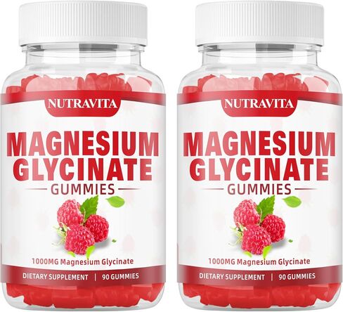 Magnesium Glycinate Gummies 1000mg with Magnesium L-Threonate,Chelated Magnesium Potassium Complex Supplement with VitD, B6, CoQ10, Calcium,Supports for Memory, Calm, Mood - 90 Gummies in Saudi Arabia