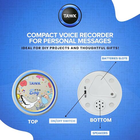 Tawk 60-Second Voice Recording Button, Recordable Message Device, Ideal Button Recorder for Voice Recordings in Saudi Arabia