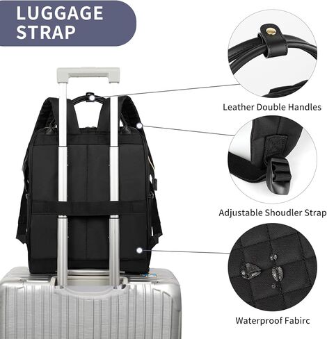 EMPSIGN 17 Inch Laptop Backpack for Women, Work Business Travel Computer College Bags, Large Capacity Water-repellent Quilted Casual Daypack with USB Port, Black in Saudi Arabia