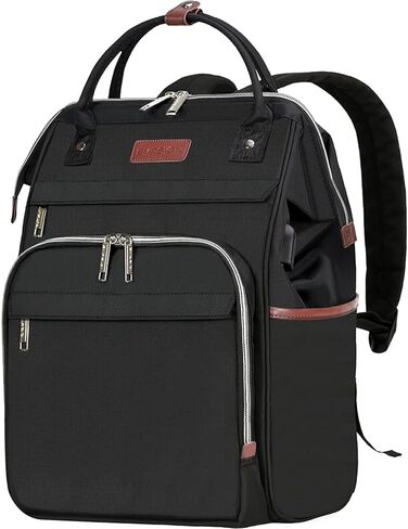 EMPSIGN 17 Inch Laptop Backpack for Women, Work Business Travel Computer College Bags, Large Capacity Water-repellent Quilted Casual Daypack with USB Port, Black in Saudi Arabia
