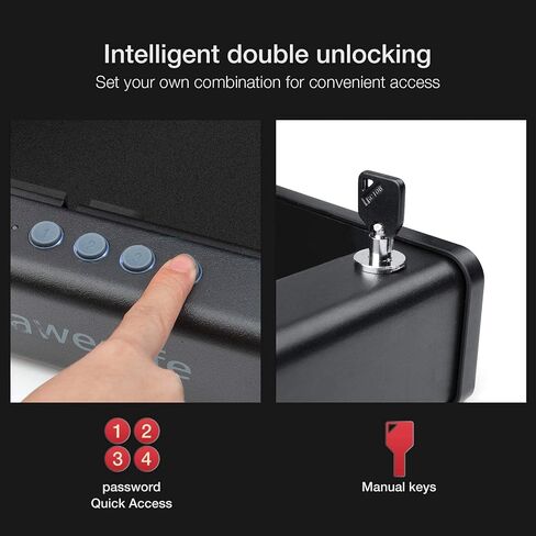 awesafe Gun Safe, Updated Biometric Gun Safe for Pistols, Quick Access Pistol Safe Fingerprint Handgun Safe with Keys and Keypad, Beside Gun Lock Box for Home (Keypad Only) in Saudi Arabia