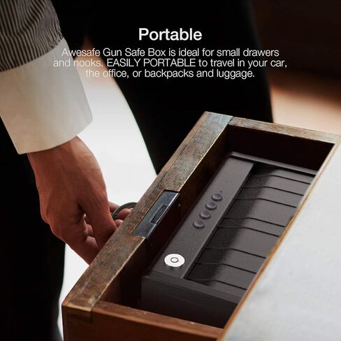 awesafe Gun Safe, Updated Biometric Gun Safe for Pistols, Quick Access Pistol Safe Fingerprint Handgun Safe with Keys and Keypad, Beside Gun Lock Box for Home (Keypad Only) in Saudi Arabia