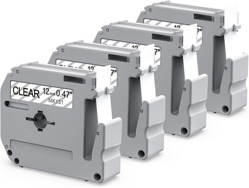 Labelife M-K131 Clear Tape Compatible with Brother P Touch M Tape Clear 12mm 0.47'' M-K131s M131 MK131 Work with Brother Ptouch PT-M95 PT-65 PT-90 PT70BM PT-45 Label Maker Refills,4-Pack in Saudi Arabia