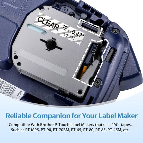 Labelife M-K131 Clear Tape Compatible with Brother P Touch M Tape Clear 12mm 0.47'' M-K131s M131 MK131 Work with Brother Ptouch PT-M95 PT-65 PT-90 PT70BM PT-45 Label Maker Refills,4-Pack in Saudi Arabia