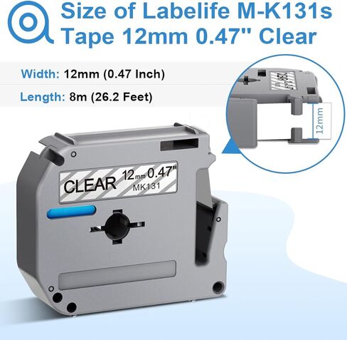 Labelife M-K131 Clear Tape Compatible with Brother P Touch M Tape Clear 12mm 0.47'' M-K131s M131 MK131 Work with Brother Ptouch PT-M95 PT-65 PT-90 PT70BM PT-45 Label Maker Refills,4-Pack in Saudi Arabia