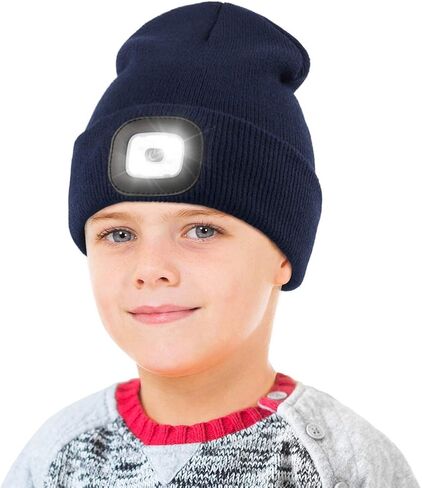 YunTuo LED Beanie for Kids, Unisex Rechargeable Headlamp Hat Winter Night Lighted Cap, Gifts for Kids Boys Girls in Kuwait