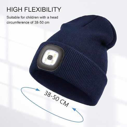 YunTuo LED Beanie for Kids, Unisex Rechargeable Headlamp Hat Winter Night Lighted Cap, Gifts for Kids Boys Girls in Kuwait
