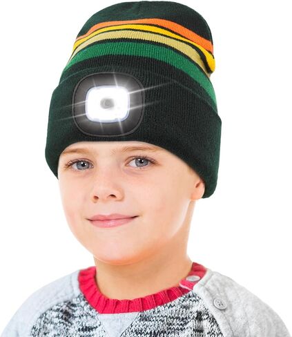 YunTuo LED Beanie for Kids, Unisex Rechargeable Headlamp Hat Winter Night Lighted Cap, Gifts for Kids Boys Girls in Kuwait
