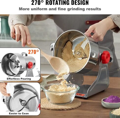 VEVOR 2500g Electric Grain Mill Grinder,Stainless Steel Swing Type Pulverizer Machine,3750W High-Speed Commercial Grinders,for Cereals Dry Grains Coffee Corn Pepper in Saudi Arabia