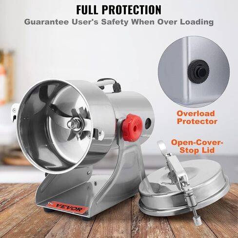 VEVOR 2500g Electric Grain Mill Grinder,Stainless Steel Swing Type Pulverizer Machine,3750W High-Speed Commercial Grinders,for Cereals Dry Grains Coffee Corn Pepper in Saudi Arabia
