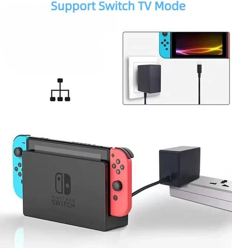 Charger for Nintendo Switch，15V 2.6A Nintendo Switch Charger - with 5FT USB Type C Cable，Fast Charging Fit for Switch/LITE/OLED, Supports TV Mode and Dock Station-7 in Saudi Arabia