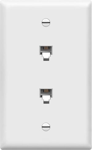 Enerlites 6651-W لوحة حائط مقبس هاتف مزدوج 1 عصابة 2 وحدات مع 6 مواضع 4 موصلات RJ11، أبيض in Saudi Arabia