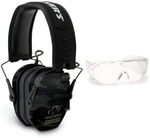 Walkers Razor Slim Electronic Hearing Protection Muffs with Sound Amplification and Suppression and Shooting Glasses Kit in Kuwait