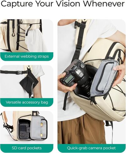 BAGSMART Small Camera Backpack, DSLR SLR Small Camera Bag Fits 13 Inch Laptop, Camera Backpack with Rain Cover & Tripod Holder in Saudi Arabia
