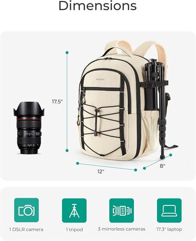 BAGSMART Small Camera Backpack, DSLR SLR Small Camera Bag Fits 13 Inch Laptop, Camera Backpack with Rain Cover & Tripod Holder in Saudi Arabia