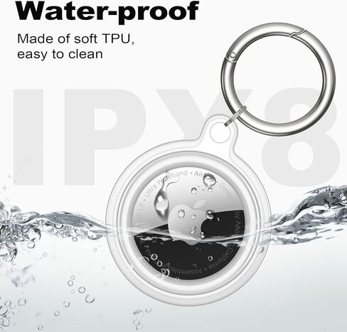 MOLOVA Waterproof Airtag Keychain Leather Air Tag Holder, [4 Pack] Protective Tracker Case with Key Ring Tags Chain, Apple Airtags Cases Cover GPS Item Finders Accessories in Saudi Arabia