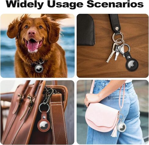 MOLOVA Waterproof Airtag Keychain Leather Air Tag Holder, [4 Pack] Protective Tracker Case with Key Ring Tags Chain, Apple Airtags Cases Cover GPS Item Finders Accessories in Saudi Arabia