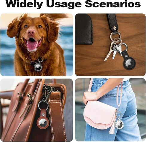 MOLOVA Waterproof Airtag Keychain Leather Air Tag Holder, [4 Pack] Protective Tracker Case with Key Ring Tags Chain, Apple Airtags Cases Cover GPS Item Finders Accessories in Saudi Arabia