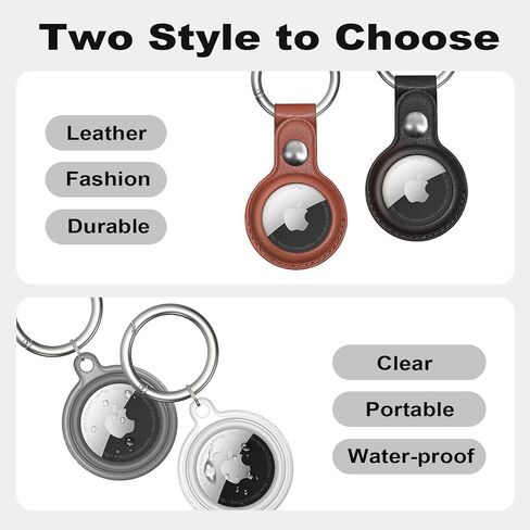 MOLOVA Waterproof Airtag Keychain Leather Air Tag Holder, [4 Pack] Protective Tracker Case with Key Ring Tags Chain, Apple Airtags Cases Cover GPS Item Finders Accessories in Saudi Arabia