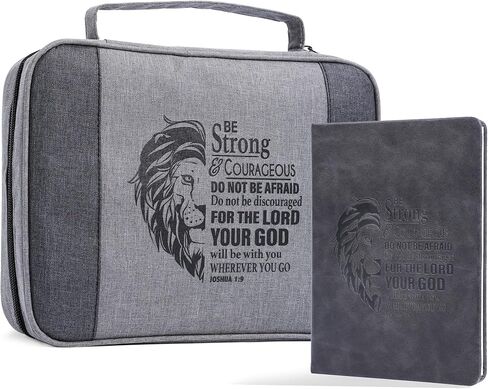 Faithful Hers Bible Cover for Men, Bible Case Set with Notebook, Leather Bible Cover, Bible Book Cover with Handles Pockets Zipper, Bible Carrying Case for Women Boys Kids Bible Case 11x8x2.2 In, Blue in Kuwait