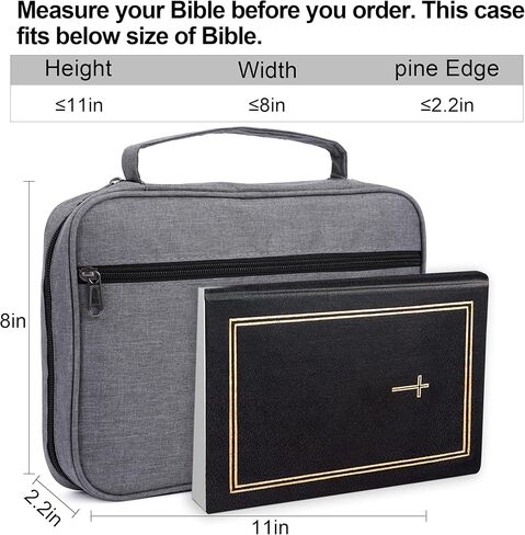 Faithful Hers Bible Cover for Men, Bible Case Set with Notebook, Leather Bible Cover, Bible Book Cover with Handles Pockets Zipper, Bible Carrying Case for Women Boys Kids Bible Case 11x8x2.2 In, Blue in Kuwait