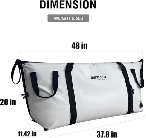 حقيبة السمك المعزولة من بافلو جير، قاعدة مسطحة، 48 × 20 × 11 بوصة، حقيبة مقاومة للماء لقتل الأسماك، تحافظ على برودة وطازجتك طوال اليوم in Kuwait