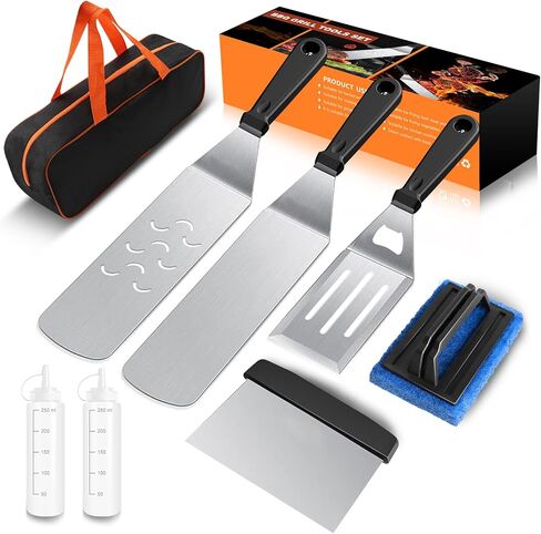 Griddle Accessories Kit, 8pcs Blackstone Accessories Kit for Blackstone and Camp Chef, Professional Griddle Accessories Kit with Spatula & Carry Bag for Great for Outdoor BBQ, Teppanyaki and Camping in Saudi Arabia