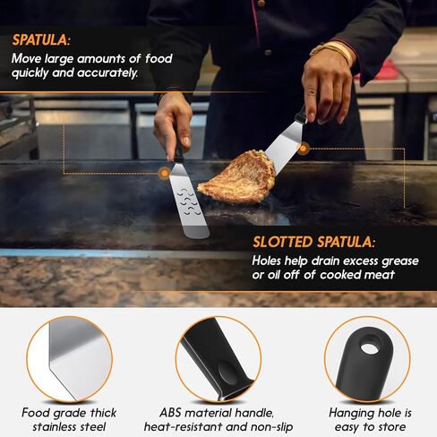 Griddle Accessories Kit, 8pcs Blackstone Accessories Kit for Blackstone and Camp Chef, Professional Griddle Accessories Kit with Spatula & Carry Bag for Great for Outdoor BBQ, Teppanyaki and Camping in Saudi Arabia