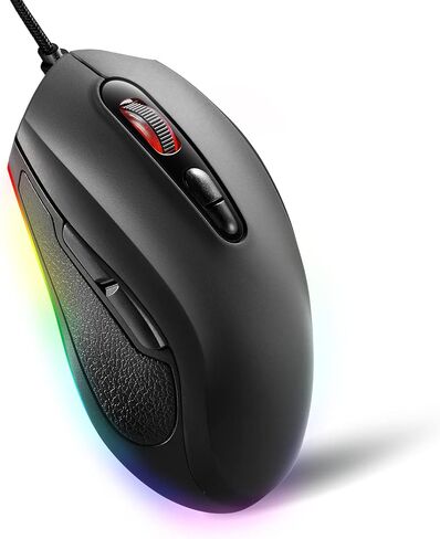 ماوس ألعاب JIDOHUN GM-607 سلكي، بإضاءة خلفية RGB، 4 DPI قابلة للتعديل حتى 4800، ماوس ألعاب مريح، 7 أزرار قابلة للبرمجة - أسود لنظام التشغيل Windows/PC/Mac/الكمبيوتر المحمول in Saudi Arabia