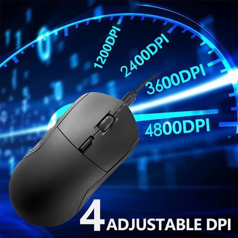 JIDOHUN GM-607 Gaming Mouse Wired, RGB Backlit, 4 Adjustable DPI up to 4800, Ergonomic Gamer Mouse, 7 programmable Buttons-Black for Windows/PC/Mac/Laptop in Saudi Arabia