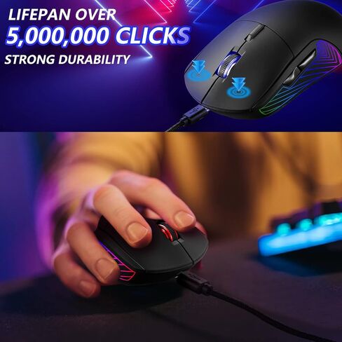 JIDOHUN GM-607 Gaming Mouse Wired, RGB Backlit, 4 Adjustable DPI up to 4800, Ergonomic Gamer Mouse, 7 programmable Buttons-Black for Windows/PC/Mac/Laptop in Saudi Arabia