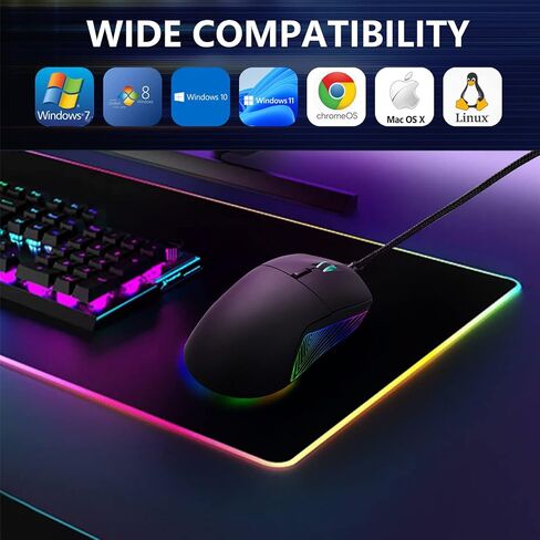 JIDOHUN GM-607 Gaming Mouse Wired, RGB Backlit, 4 Adjustable DPI up to 4800, Ergonomic Gamer Mouse, 7 programmable Buttons-Black for Windows/PC/Mac/Laptop in Saudi Arabia