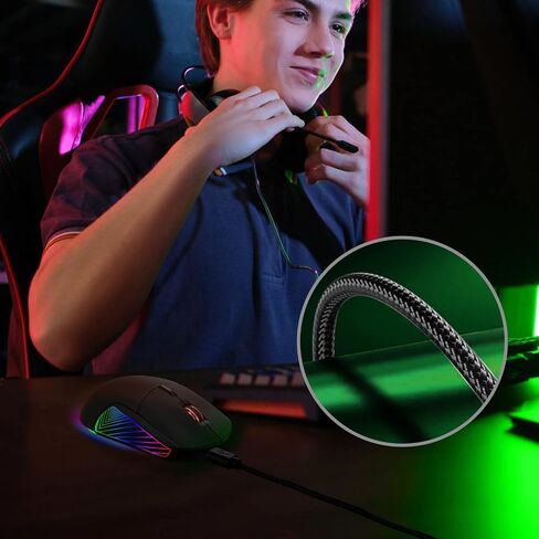 JIDOHUN GM-607 Gaming Mouse Wired, RGB Backlit, 4 Adjustable DPI up to 4800, Ergonomic Gamer Mouse, 7 programmable Buttons-Black for Windows/PC/Mac/Laptop in Saudi Arabia