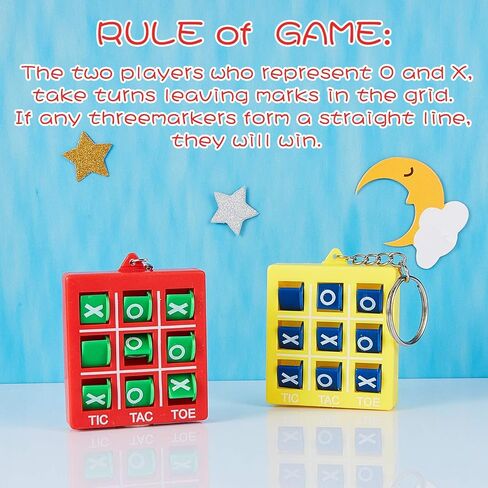 سلسلة مفاتيح Hicarer Tic Tac Toe للأطفال من سن 8 إلى 12 عامًا هدايا الحفلات البلاستيكية لمشبك حقيبة الظهر الصغيرة لحفلة عيد الميلاد للأولاد والبنات in Kuwait