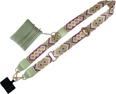 Phone Strap with Zippered Pouch, Clip and Go Strap for Phone with Wallet Crossbody, Phone Strap with Wallet, Cross Body Phone String with Zipper (Black) in Saudi Arabia