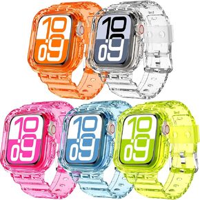 DABAOZA 5 Packs Clear Crystal Neon Bands Compatible Apple Watch 45/44mm in Saudi Arabia