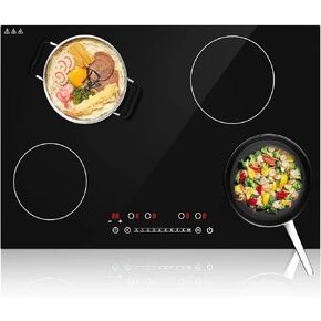 Induction Cooktop 30 Inch, GTKZW 6400W Electric Cooktop 4 Burners 220v,Built-in Electric Stove Top, LED Touch Screen, 9 Heating Level, Kid Safety Lock, Keep Warm Function,Hardwired, no Plug