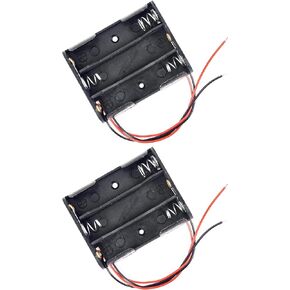 2pcs Battery Holder Case 3 x AA 1.5V (Total: 4.5V) with 2 Leads Connector Plastic ABS Cell Storage Holder for Electronic DIY