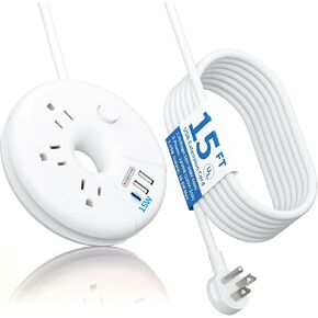 Travel Power Strip with USB Ports, NTONPOWER Cruise Approved Power Strip with 3 Outlet 3 USB, 5 ft Extension Cord with USB Ports, Compact for Indoor Home Office Dorm Room Cruise Essentials, White