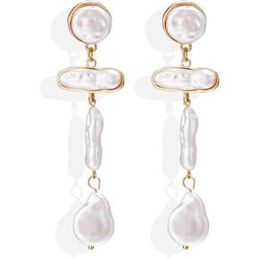 Pearl Earrings for Women Pearl Hoop Earrings C-shaped Earrings Bridal Wedding Earrings