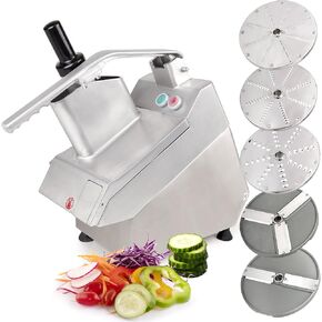 Commercial Small Food Processor - Compact Food Processor with Continuous Feed, 4 Stainless Steel Discs, 1 HP Motor - Vegetable Cutter Electric, Shredder Food, and Small Food Processors
