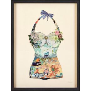 Empire Art Direct Monte Carlo Beach Dimensional Collage Handmade by Alex Zeng Framed Graphic Wall Art Ready to Hang, 25" x 33" in Kuwait