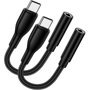 USB C to 3.5mm Headphone Adapter for Google Pixel 9 Pro XL Fold 8A 7A 6A 5A, 2Pack Type C Audio Adapter Headphone Jack Aux Cord for Samsung Galaxy A14 A15 A16 A54 A55 A53 S24 FE Ultra S23 S22 Plus