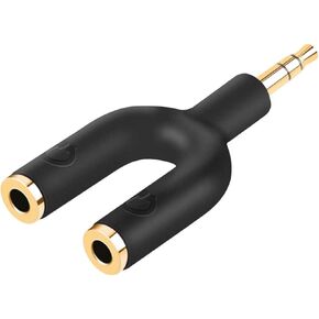 CableCreation Headphone Splitter Adapter, 3.5mm Male to 2 Port 3.5mm Female Y Jack Splitter Adaptor Compatible with Headset, Earphone, iPhone, iPad, iPod,Tablets, MP3 Players&More, Black