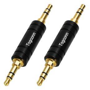 3.5mm Stereo AUX Male to Male Gold-Plated Adapter 2 Pack,3-Pole 3.5mm 1/8 inch TRS Stereo Jack to 3.5mm Stereo Jack Audio Metal Coupler Connector for BT Receiver, MP3 Player Car Transmitter, Speakers