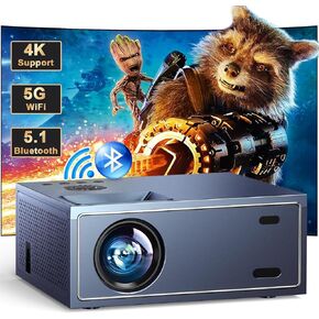 [Electric Focus] Native 1080P Projector with Wifi and Bluetooth, 20000L Movie Home Projector 4K Support, Outdoor Mini Portable Projector for iOS/Android/TV Stick/HDMI/USB/Laptop/PS5 Grey