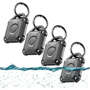 Airtag Holder 4 Pack, IP68 Waterproof Air Tag. Holder Keychain,Hard TPU Airtag Keychain, 360° Full Protection, Apple Tag Holder with Key Ring for Apple Airtag.(Black 4 Pack) in Kuwait